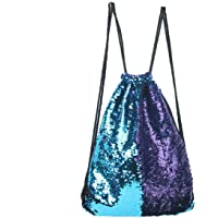 Florally Mermaid - Bolsa de lentejuelas con cordón- mágica- reversible- con lentejuelas- para la playa- senderismo- con…